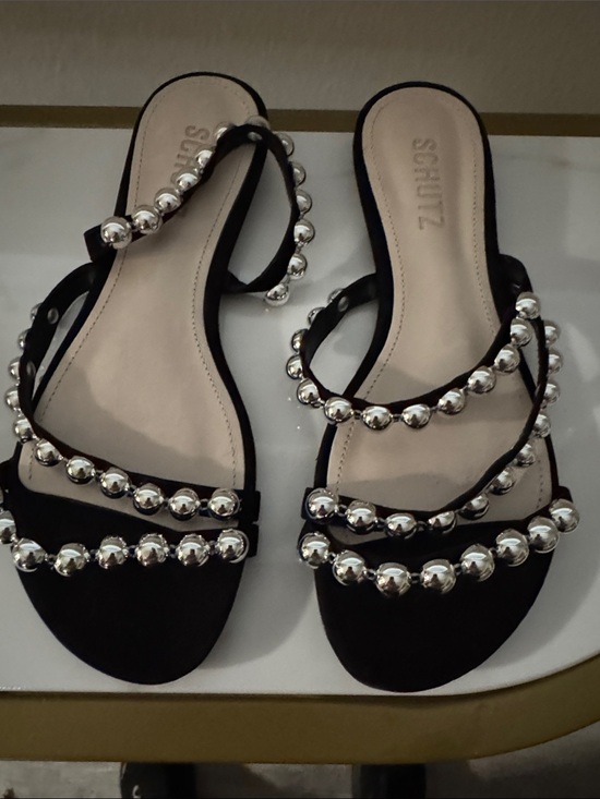 SCHUTZ Shoes - SCHUTZ Black Slide Sandals with Silver Bead Trim No box never worn